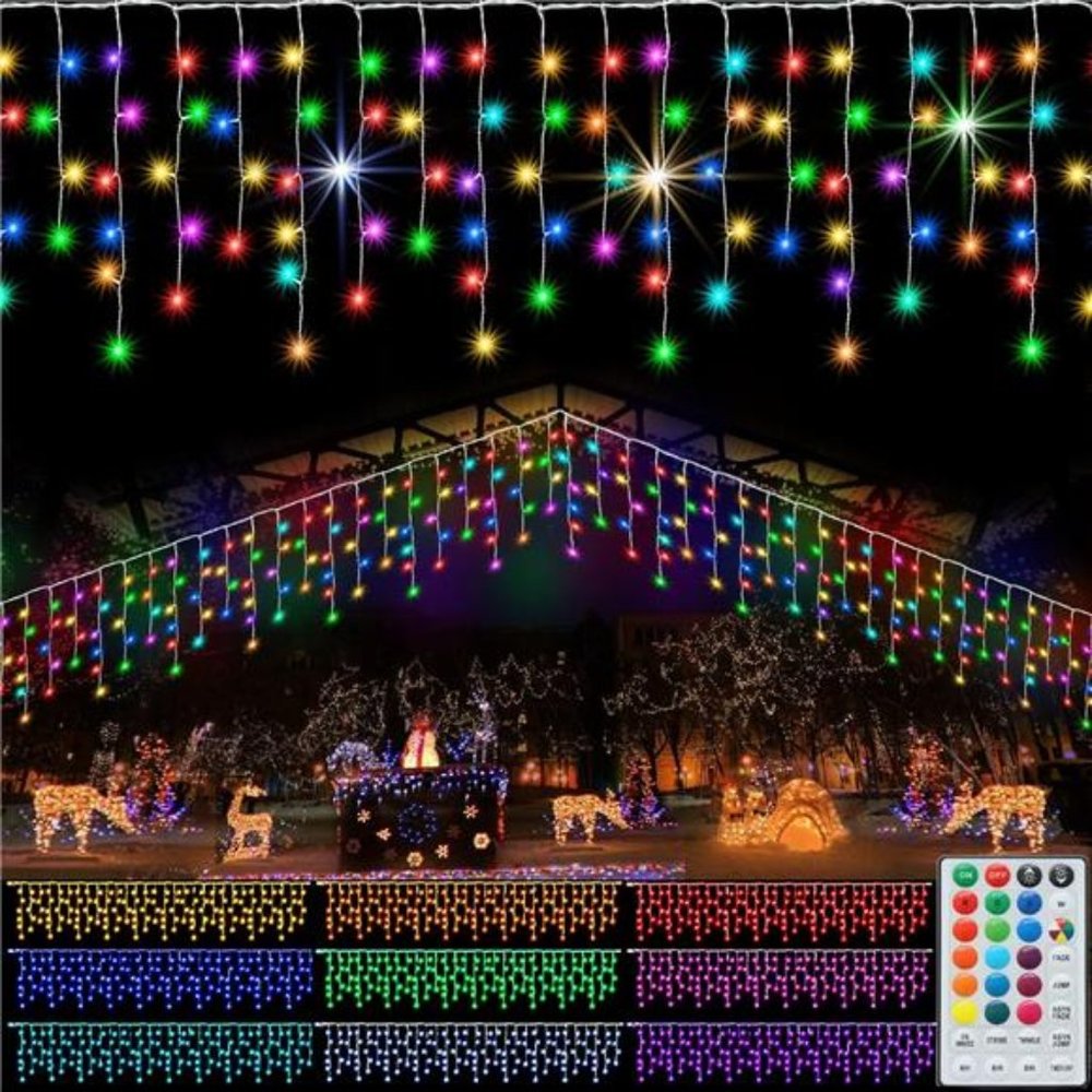 RGB Icicle Lights, Color Changing LED String Lights, 30FT 300LED Hanging Lights